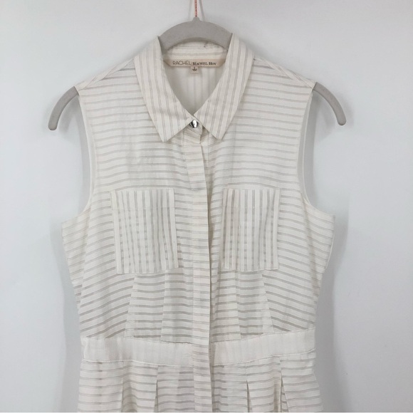 RACHEL Rachel Roy 2 Metallic Shadow Stripe Fit&Flare Sleeveless Midi dress 0398 - Picture 4 of 16